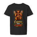 The Butta-Fly’s Confidence Takes Courage kids graphic T-shirt with orange black wings glasses and confident character